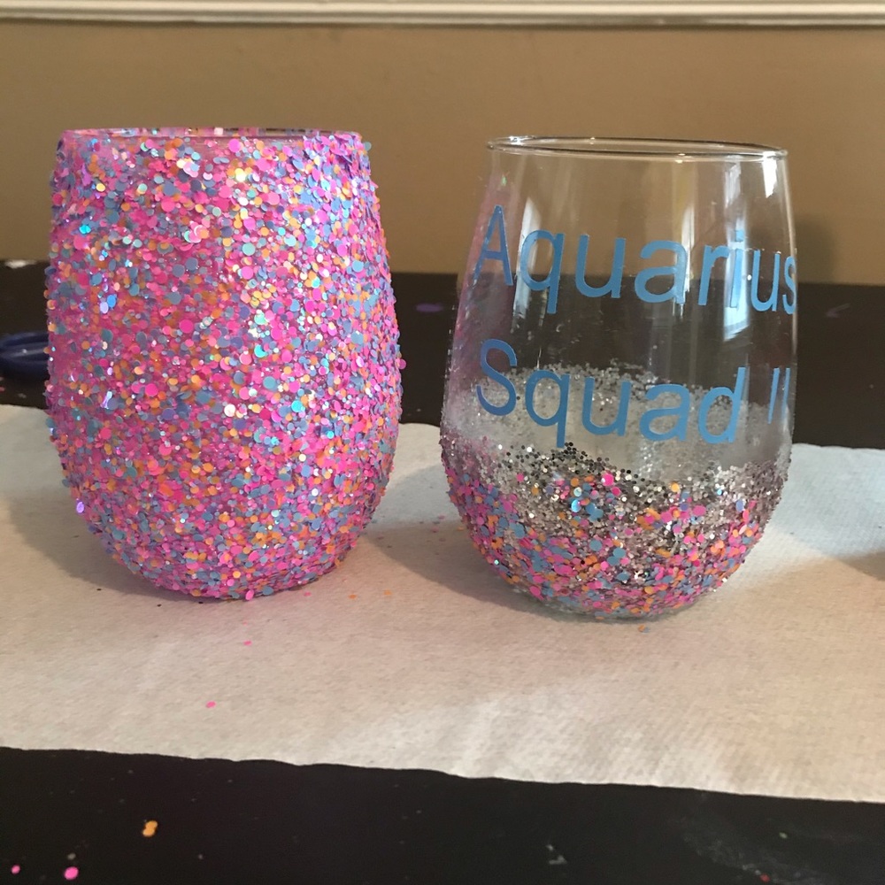 Costume made wine glasses.